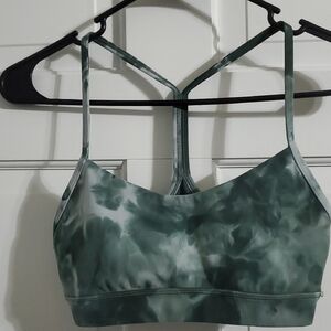 Lululemon Flow Y Green Diamond Dye Sports Bra Sz 4
